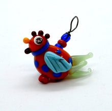 Load image into Gallery viewer, Bright Chicken- Lampwork Glass Bead pendant - orange, blue, green
