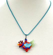 Load image into Gallery viewer, Bright Chicken- Lampwork Glass Bead pendant - orange, blue, green
