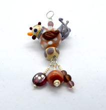 Load image into Gallery viewer, Chicken- Lampwork Glass Bead pendant - white, salmon, purple
