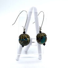 Load image into Gallery viewer, Lampwork Glass Bead Earrings with metal detail
