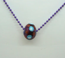 Load image into Gallery viewer, Lampwork Bead on Ball Chain in Purple, White and Blue
