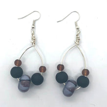 Load image into Gallery viewer, Lampwork Glass Bead Earrings - Black and purple
