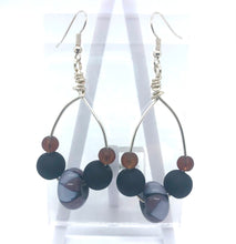 Load image into Gallery viewer, Lampwork Glass Bead Earrings - Black and purple

