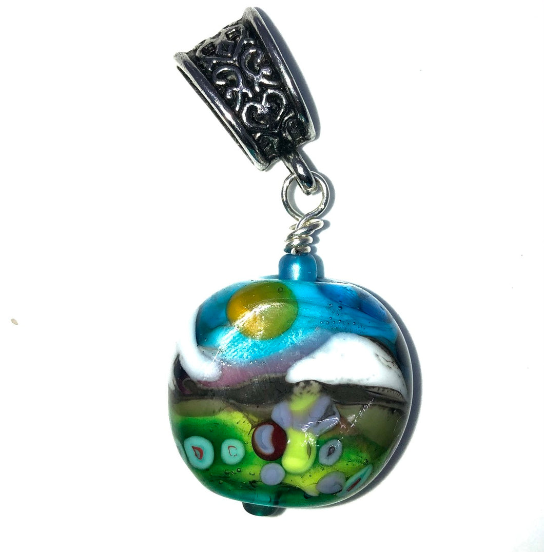 Landscape glass bead pendant