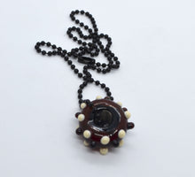 Load image into Gallery viewer, Red core with black and white dots glass bead on ball chain
